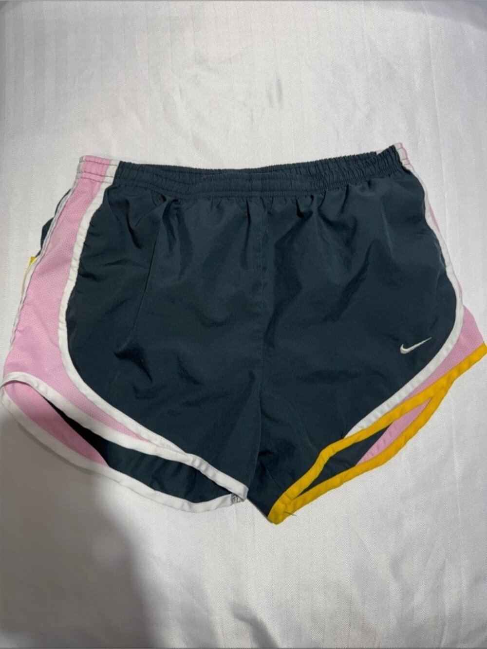 Nike Women's Black Shorts with Pink & Yellow Trim